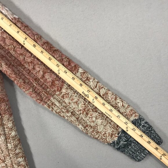 Lety & Me Cardigan Women's Large Brown Colorblock Sweater Knit Hooded Open Front - Picture 15 of 15